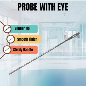 Sonde en acier inoxydable de haute qualité avec œil 5 3/4, équipement réutilisable, sonde avec œil 5 3/4 pour la chirurgie - Product Image 4