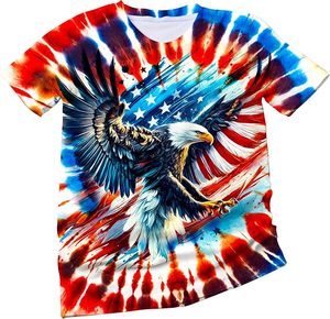 Camiseta de Verano para Mujer, Nueva Moda, Tie Dye, Estampado Personalizado, 100% Algodón, Cuello Redondo, Tela Oxford Ecológica - Product Image 3