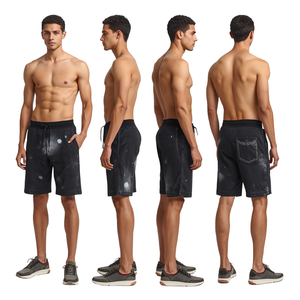 Shorts en molleton délavé à l'acide avec motif Orbit pour hommes – Prix de gros promotionnel - Product Image 2