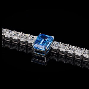 Collier de mariage de luxe unisexe en or blanc plaqué platine et rhodium, pierres d'ambre naturelles taille brillant couleur D, certifiées IGI, 14 carats - Product Image 5