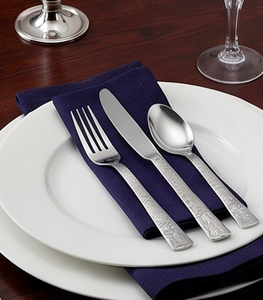 Elegant Metal Flatware <b>Set</b> With Floral Engraving High Mirror Polish Rust Resistant <b>For</b> Wedding And <b>Dinnerware</b> Use - Product Image 2