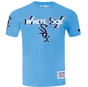 BLACK LAND INDUSTRIES Chicago for <b>Light</b> Blue Unisex Crew <b>Neck</b> Short Sleeve Regular Fit Printed Logo Front Casual T-Shirt - Product Image 1