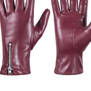 Wholesale FITME SPORTS Burgundy Leather <b>Touchscreen</b> <b>Gloves</b> Wrist Length Plain Style Unlined Eco-Friendly Winter Outdoor Casual - Product Image 6