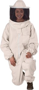 Combinaison d'apiculteur intégrale blanche avec voile amovible, niveau D, coupe régulière, respirante, polyester, coutures surjetées - Product Image 4