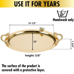 Nueva Bandeja de Servir Ovalada de Metal Dorado 2026 con Asas de Hoja para Cocina, Hotel y Restaurante - Product Image 6