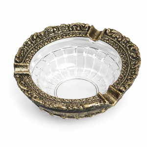 Decorative Metal <b>Ashtray</b> Bowl with Glass Insert | <b>Vintage</b> Tabletop <b>Ashtray</b> for Home, Office & Gift Use - Product Image 4