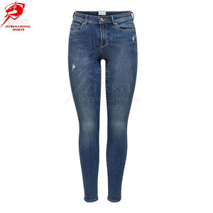 Custom Design Slim Fit <b>Jeans</b> <b>Women</b> Flexible Cotton Blend Mid Rise Waist Zip <b>Fly</b> Functional Pockets Stylish Fitted - Product Image 3