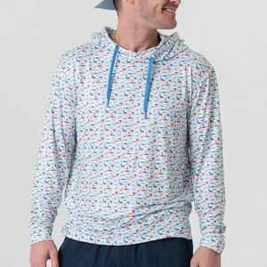 Maillot de pêche personnalisé à manches longues respirant 100 % polyester extensible dans les 4 sens par sublimation, protection UPF 50, pour la pêche à la mouche - Product Image 1