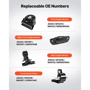 ชุดยึดเครื่องยนต์และยึดเกียร์ 4 ชิ้น สำหรับ Dodge Journey 3.6L FWD ปี 2011-2019 - Product Image 3