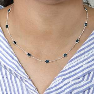 Collier en argent sterling 925 avec topaze bleue de Londres pour femme, bijou minimaliste avec pierre précieuse topaze ovale, cadeau idéal - Product Image 6
