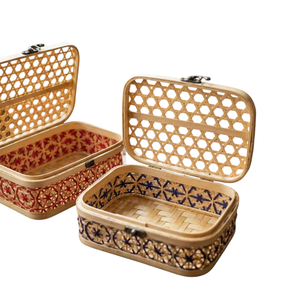 Caja de Regalo de Bambú para Regalos Navideños, Caja de Embalaje Tejida para Dulces y Frutos Secos, Hecha a Mano, de Uso Industrial Tradicional, Personalizable, para Pastelería - Product Image 2