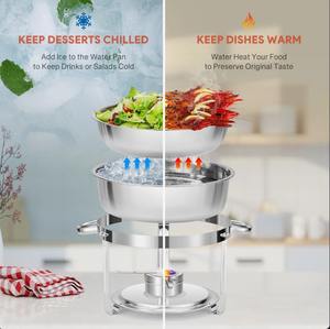 Ensemble de réchauds de buffet ronds en acier inoxydable de qualité supérieure 6QT avec couvercle en verre, 4 pièces au meilleur prix - Product Image 2