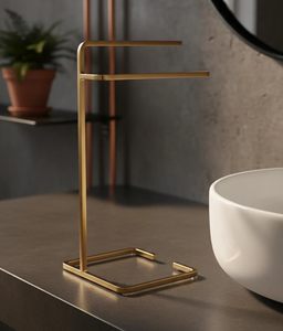 Towel Stand for Bathroom & Kitchen <b>Freestanding</b> Double <b>Bar</b> Hand Towel Holder Rust Resistant Metal Towel Rack - Product Image 5