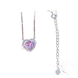 Collar con Colgante de Moissanita en Forma de Corazón, Chapado en Oro Rosa sobre Plata 925, con Cadena para Mujer, Uso Diario Romántico, Disponible para la Venta - Product Image 6