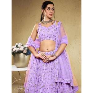 Conjunto de lentejuelas de lavanda para mujer Georgette Lehenga Choli con estilo atractivo Dupatta - Product Image 5