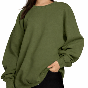 Sweat-shirt en molleton long et ample pour femme, style décontracté, chaud, pour tous les jours, 100% coton - Product Image 5