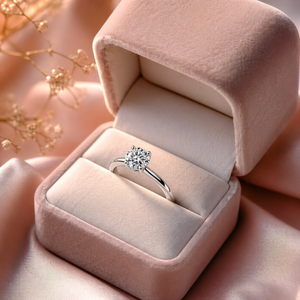 Anillo de Diamante Solitario de Corte Brillante de 0.30 Ct SI G |   Anillo de Compromiso Clásico con Engaste de Puntas en Oro Blanco de 14K, Joyería Fina Minimalista - Product Image 3