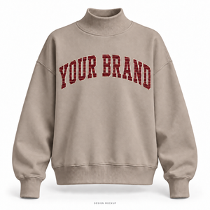 Sweat-shirt surdimensionné à col montant pour femme, couleur taupe, avec appliqué plat et logo brodé, 32 couleurs, tailles XS-3XL - Product Image 1