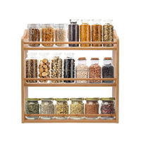 Étagère à Épices Moderne à 3 Niveaux en Bois de Qualité Supérieure, Multifonctionnelle, Non Pliante, Personnalisable avec Logo, pour Bocaux en Verre – Meilleure Vente