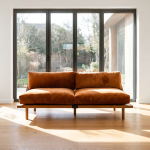 Minimalist Two Seat Velvet <b>Sofa</b> With Wood Frame And Cushion Back For Living Room - Product Image 5