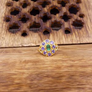 Gemvanity R990 14K Gold Plated Luxury Tibetan Buddhist Channel Setting Brilliant Cut Emerald Tanzanite Diamond Engagement Gift - Product Image 3
