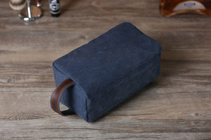 Custom Logo Canvas Leather Toiletry Bag <b>Mens</b> Shaving Dopp Kit Travel Waterproof Cosmetic Wash Organizer <b>Pouch</b> LCTB-0009D - Product Image 5