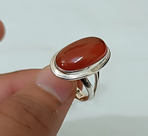 แหวนหินคาร์เนเลียนสีส้ม เงินแท้ 925 เครื่องประดับทำมือ ของขวัญสำหรับผู้หญิง - Product Image 4