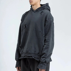 Winter Casual Wear Heavyweight Regular Streetwear Men Custom Sun Faded Distressed Vintage Acid Wash Pullover <b>Hoodie</b> For Men - Product Image 5