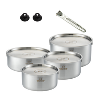 Set Panci Lepas Pasang Poketdream Desain Korea Tri-Ply Stainless Steel (16cm/18cm/20cm/22cm 4-Piece Lids, Aman untuk Mesin Cuci Piring, Oven, dan Kompor Gas)