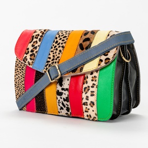 Large Capacity Casual Fashionable malty color Genuine Cowhide Leather Crossbody <b>Shoulder</b> Bag Patchwork Design Single <b>Strap</b> - Product Image 1