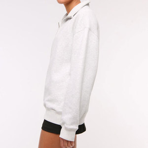 Sweat-shirt à col zippé pour femme Wearpex avec logo personnalisé, ultra doux, en polaire premium, 220g, mélange polyester/coton écologique - Product Image 4