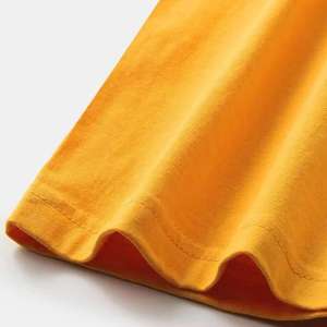 T-shirt décontracté jaune uni pour homme, en coton tricoté, coupe oversize, col rond, manches courtes, respirant, imprimé sérigraphié, couleur unie - Product Image 4