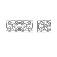 Section de balustrade classique en fer forgé, insert de fin de clôture circulaire, balustre de luxe pour villa avec motif feuillage et lumière latérale