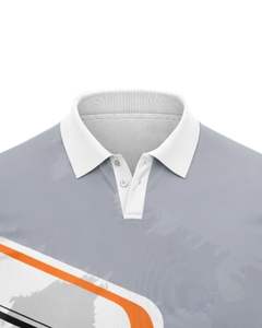 Camiseta Polo Personalizada para Hombre en Gris Claro y Blanco, Manga Corta, Estampado Gráfico, Transpirable, de Poliéster, Deportiva, Casual, para Golf y Entrenamiento - Product Image 5