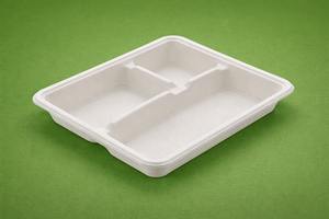 Bandeja de Comida Desechable Ecológica, Biodegradable y Compostable, Hecha de Bagazo de Caña de Azúcar, con 3 Compartimentos, para Cenas - Product Image 4