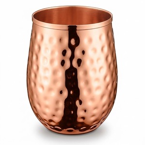 Hammered Copper Tumbler Belly Cup Vintage Style <b>Thermal</b> Insulation 18 Oz Capacity Metal <b>Mug</b> - Product Image 1