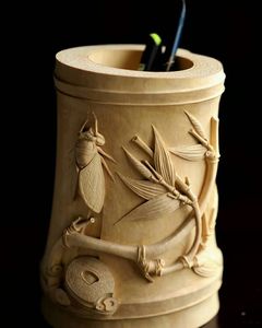 Wooden Workspace Stationery Organizer Handcrafted Timber <b>Desk</b> Pen Cup Wooden <b>Office</b> Accessory Storage Stand <b>Rustic</b> Wood Pencil O - Product Image 5
