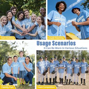 Vêtements de sport, maillot de baseball 100% polyester, respirant, séchage rapide, évacuation de l'humidité, impression du nom de l'équipe, adulte unisexe - Product Image 5