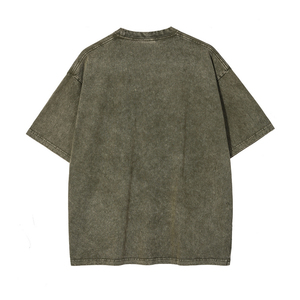 Camiseta con efecto acid wash 100% algodón, oversize, tallas grandes, con estampado gráfico, camisetas para hombre con logo impreso, camiseta vintage para hombre, ropa al por mayor. - Product Image 4