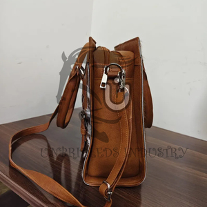 Bolso Tote de Cuero Vacuno Vintage con Correas y Hebillas Marrones, Resistente al Agua para Todas las Temporadas - Product Image 2