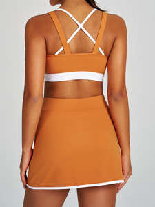 Conjuntos de Ropa Deportiva al por Mayor para Yoga y Fitness, Sujetador Deportivo, Falda para Golf y Tenis, Conjuntos de 2 Piezas con Contraste de Color para Gimnasio, para Mujer - Product Image 3