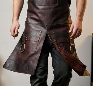 Tablier en cuir haut de gamme pour chef de restaurant, vêtements de travail de cuisine, personnalisation de marque, OEM, ODM, approvisionnement en gros LPN-0215 - Product Image 3