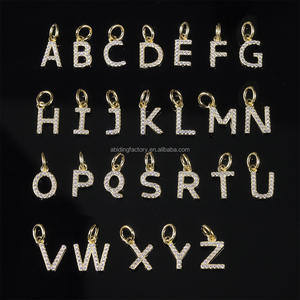 Colgante de dijes iniciales de letras del alfabeto de moissanita blanca personalizada chapada en oro de Plata de Ley 925 para pendientes de collar DIY - Product Image 2