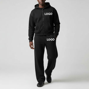 Survêtements à capuche pour hommes, 2 pièces, de haute qualité, avec logo personnalisé, vente en gros OEM, streetwear d'hiver, décontractés, unis - Product Image 3