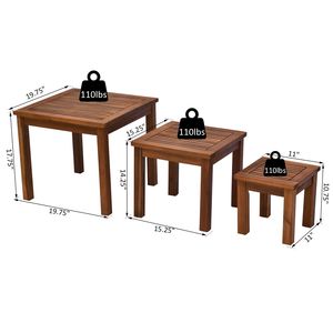 Tavolini da Esterno in Legno di Acacia - Set Multifunzionale per Patio - Product Image 3