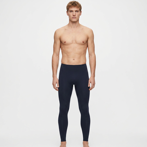 Men's Full Length <b>Compression</b> <b>Leggings</b> Solid Black Spandex Nylon Elastic Waist Sportswear - Product Image 4