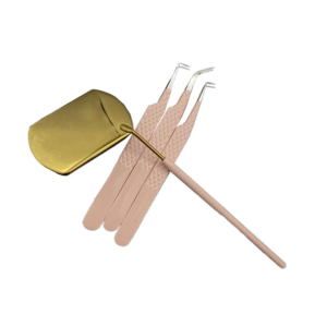 4PCS Gold Stainless Steel Eyelash Extension Tweezers Set with Mirror Nano Grip Precision <b>Lash</b> Applicator <b>Kit</b> Pro Tool - Product Image 1