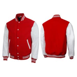 Veste varsity unisexe de qualité supérieure, manches en laine et cuir PU, veste bomber - Product Image 2