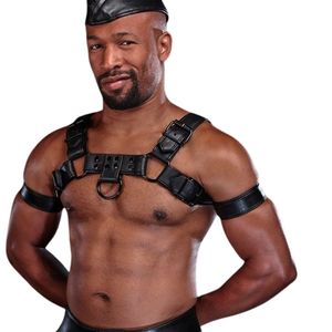 Arnés de Cuero Sintético para Hombre, Estilo Bulldog, Color Gris Oscuro, Correas Ajustables para el Pecho, Ropa de Club Premium, Disfraz Sexy con Encaje - Product Image 5