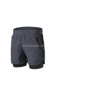 Short de course respirant 2 en 1 pour homme, pantalon de sport d'été pour le yoga, le jogging, le vélo tricoté en polyester 100% - Product Image 6